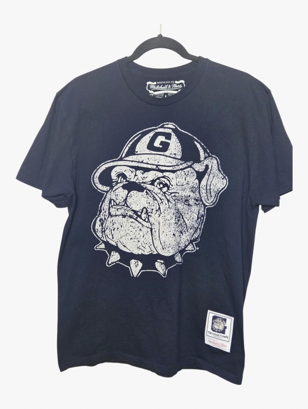 Mitchell & Ness Georgetown University Hoyas T-Shirt Navy Blue Bulldog Large